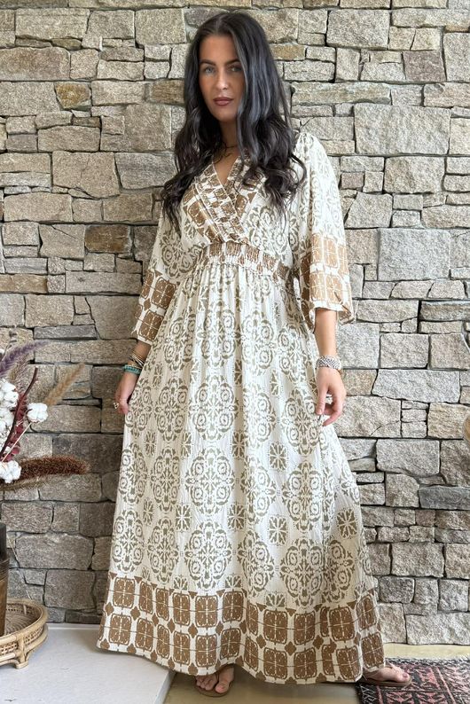Zaida Smock Dress Hazelnut